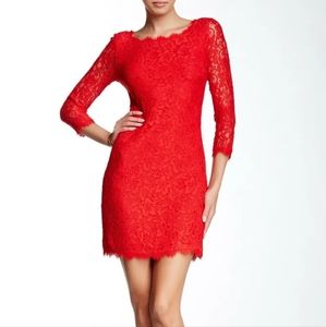 Diane Von Furstenberg Red Lace Dress Size 4